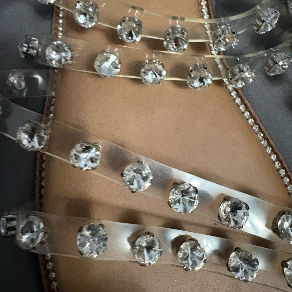 Steve Madden Tan Sandals with Crystal Straps - Picture 2 of 3